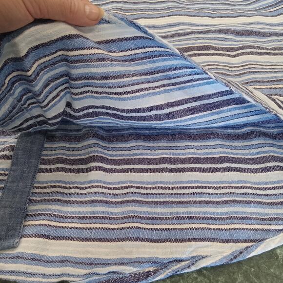 Gymboree Mens 2x XXL Linen Blend Short Sleeve Button Down Shirt Blue Stripe EUC - Picture 5 of 12